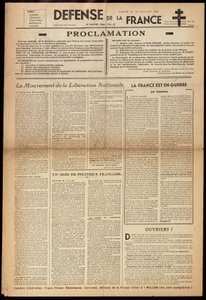 Un des journaux clandestins "Défense de France" du 15/01/1944 - Anonymous Anonymous