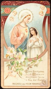 Notre-Dame protégeant et guidant le chemin vers le ciel. Image pieuse. 20e siècle. Collection privée - Anonymous Anonymous