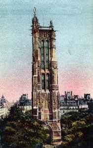 Paris : la Tour Saint-Jacques réalisée en 1523. Photographie de 1920 dans « Album Artistique » de la ville de Paris. Collection privée. - Anonymous Anonymous