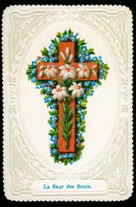 Image pieuse : Croix avec des fleurs
