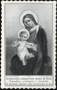 Image pieuse : Jésus enfant dans les bras de sa mère Marie (gravure) - Anonymous Anonymous