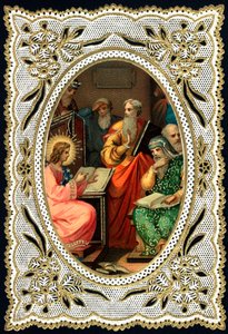Image pieuse : Jésus enfant avec les docteurs