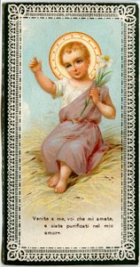 Image pieuse : Jésus tenant un lis