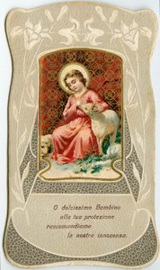 Image pieuse : Jésus avec deux agneaux