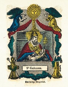 Image pieuse : Saint Grégoire Ier le Grand. Gravure du XIXe siècle - Anonymous Anonymous