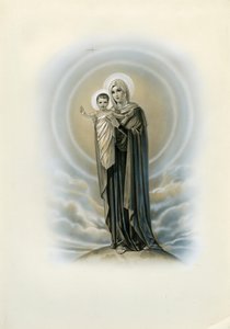 Image pieuse : Vierge et enfant (gravure) - Anonymous Anonymous