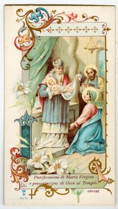 Image pieuse : Présentation de Jésus au temple