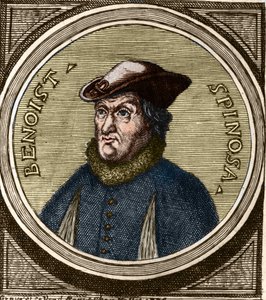 Portrait de Baruch Spinoza (1632-1677), philosophe néerlandais, également connu sous le nom de Bento de Espinosa ou Benedictus de Spinoza ou Benoît de Spinoza. Gravure du XVIIe siècle