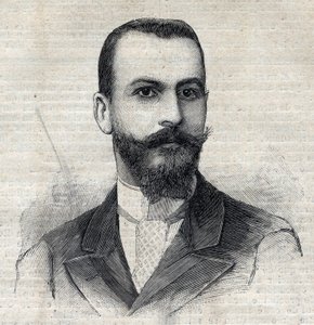 Portrait de Casimir Maistre (1867-1957), explorateur français en Afrique. Gravure dans "Le Petit Parisien"