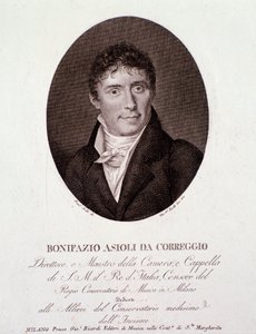 Portrait du compositeur italien Bonifazio Asioli (1769-1832) Gravure. 19ème siècle. Collection privée - Anonymous Anonymous