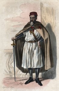 Portrait de Jacques de Molay (Molai) (1243-1314), Grand Maître des Templiers. illustration de « Le Plutarque Français » par Edmond Mennechet