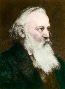 Portrait de Johannes Brahms (1833-1897), compositeur allemand (gravure du 19ème siècle, collection privée)