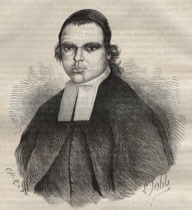 Portrait de Louis Bonafous, en religion Frère Léotade, accusé de viol et de meurtre. Il est mort au bagne de Toulon le 27 janvier 1850. Gravure dans « Histoire des bagnes depuis leur création à nos jours » (1877) par Pierre Zaccone (1817-1895)