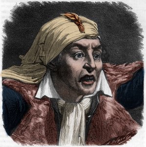Portrait de Marat (1743-1793) - portrait de Jean-Paul (Jean Paul) Marat (1743-1793) politicien, journaliste français - Gravure dans Histoire des Girondins par Alphonse de Lamartine (1790-1869) 1865-1866 - Collection privée - Anonymous Anonymous