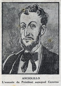 Portrait de Michele Angiolillo Lombardi dit Jose Sants ou Rinaldini, anarchiste italien (1871-1897) assassin du président du Conseil espagnol, Antonio Canovas del Castillo (1828-1897) - Anonymous Anonymous