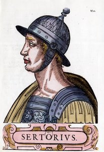 Portrait de Quintus Sertorius (123-72 av. J.-C.), général romain. Gravure. Collection privée.