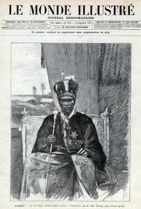 Portrait de Tofa I (vers 1850-1908), roi du Dahomey (Bénin) à Porto-Novo. Gravure dans « Le monde illustré » de 1892. Collection privée. - Anonymous Anonymous