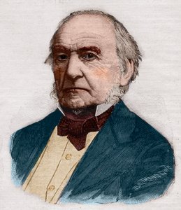 Portrait de William Ewart Gladstone (1809-1898), Premier ministre et homme politique britannique. Gravure dans "Le petit Parisien" de 1891. Collection privée. - Anonymous Anonymous