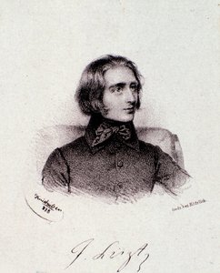 Portrait du compositeur hongrois Franz Liszt (1811-1886) (gravure, 19e siècle, collection privée milanaise) - Anonymous Anonymous