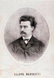 Portrait du compositeur italien Filippo Marchetti (1831-1902). Gravure. 19e siècle. Collection privée milanaise
