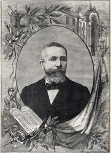 Portrait du nouveau président français Émile Loubet (1838-1929) élu le 18 février 1899. Gravure. Dans « Le Petit Parisien »