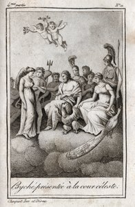 Psyché présentée à la Cour céleste. Gravure de 1819 dans « Lettres à Émilie sur la mythologie » de Charles Albert Demoustier (1760-1801). Collection privée. - Anonymous Anonymous