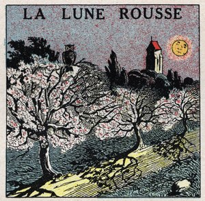 Rayonnement et conductibilité : la lune rouge dont la lumière brûle les bourgeons des fleurs. Illustration anonyme de 1925. Collection privée.