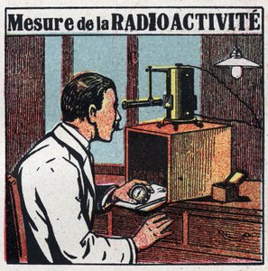 Radium : mesure de la radioactivité. Illustration anonyme de 1925. Collection privée.