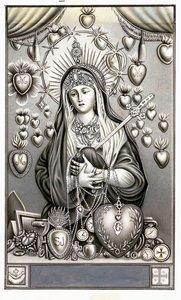Représentation de la Vierge de Douleur, Mater Dolorosa. Image pieuse. Début du 20e siècle. Collection privée - Anonymous Anonymous