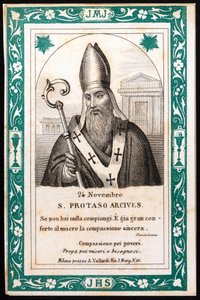 Saint Protais, évêque de Milan Image pieuse. Carte postale. Début du 20ème siècle - Anonymous Anonymous