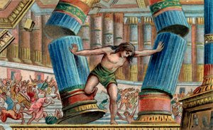 Samson renversant le Temple de Dagon - Chromolithographie - Collection privée - Anonymous Anonymous