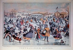 Patinage sur le lac gelé de Central Park à New York, USA (19e siècle, collection privée) - Anonymous Anonymous
