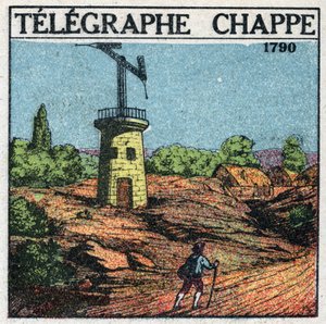 Télégraphe : télégraphe de Claude Chappe (1765-1805) en 1790. Illustration anonyme de 1925. Collection privée. - Anonymous Anonymous