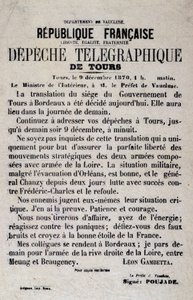 Nouvelles télégraphiques de Tours du 9/12/1870 par Léon Gambetta