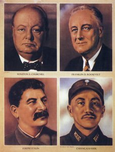 Les dirigeants alliés de la Seconde Guerre mondiale - Winston Churchill, Franklin Delano Roosevelt, Joseph Staline et Chiang Kai Shek - 1943 - Anonymous Anonymous