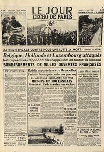 La bataille de Belgique ou campagne belge - campagne de 18 jours - invasion allemande de la Belgique pendant la Seconde Guerre mondiale - Journal « Le Jour. L
