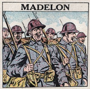 Les effets de la musique : la chanson française "La Madelon" donne du courage aux militaires. Illustration anonyme de 1925. Collection privée. - Anonymous Anonymous