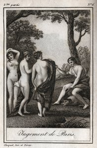 Le jugement de Pâris. Le berger Pâris doit choisir à qui il donnera la pomme d