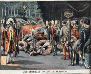 Les obsèques du roi du Portugal Charles Ier (1863-1908) assassiné le 1er février 1908. Gravure du journal «Le Petit Parisien», le 23/02/1908. Collection privée. - Anonymous Anonymous
