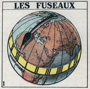 Temps : fuseaux horaires de la Terre. Illustration anonyme de 1925. Collection privée. - Anonymous Anonymous