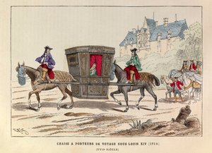 Une chaise à porteurs de voyage sous le règne du roi Louis XIV (1715)