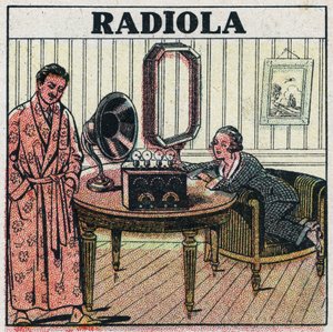 Téléphonie sans fil : poste radio Radiola. Illustration anonyme de 1925. Collection privée. - Anonymous Anonymous
