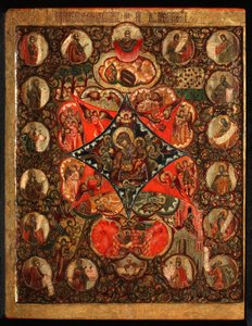 Mère de Dieu du Buisson Ardent, 17ème siècle - Anonymous Russian icon painter