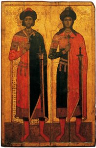 Saints Boris et Gleb, milieu du 14ème siècle - Anonymous Russian icon painter