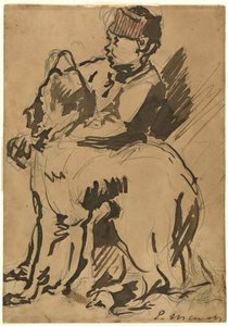 Un garçon tenant son chien - Anonymous artist after Edouard Manet