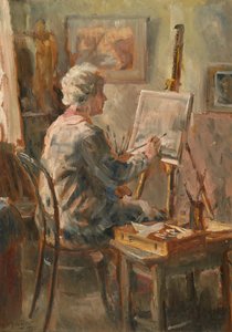 Artiste au travail dans le studio de Cor Visser, Ipswich - Anthea Durose