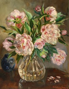 Pivoines dans un vase en verre - Anthea Durose