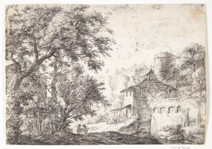 Mur de la ville avec une auberge - Anthonie Waterloo