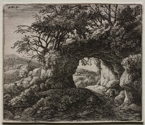 Quatre paysages : Le Rocher percé - Anthonie Waterloo