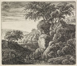 Paysage avec une petite cascade